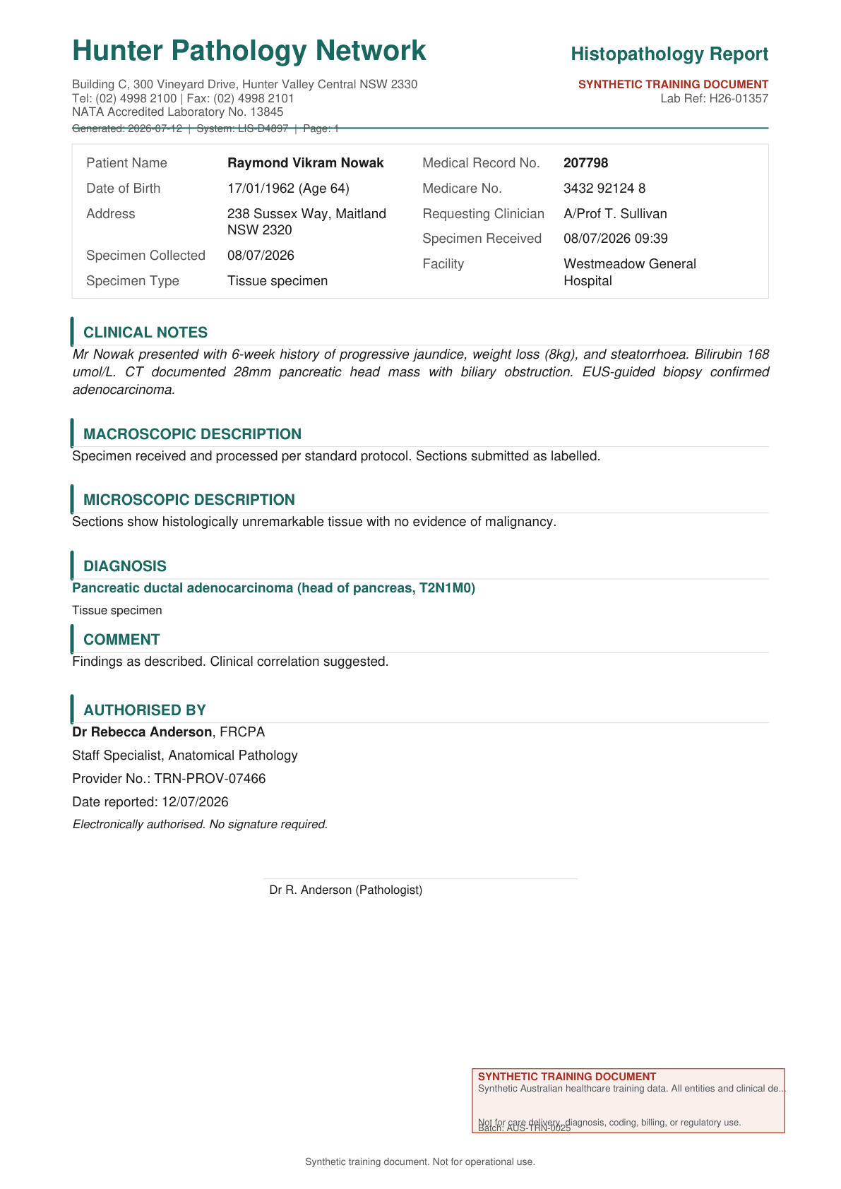 RCA Medical Library sample: Pathology report